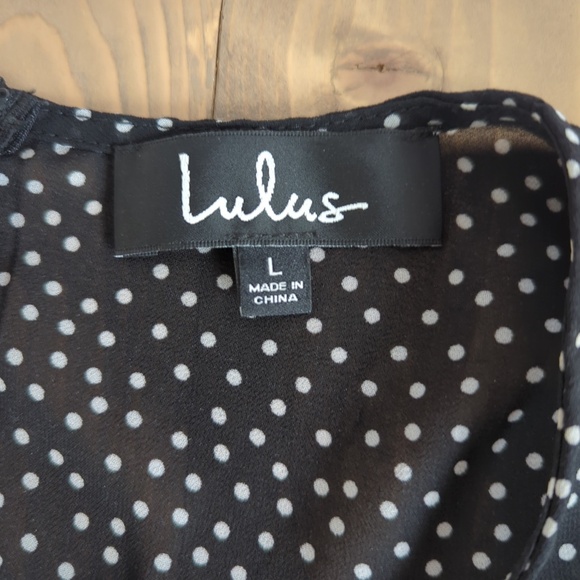 Lulus Black White Polka Dot Long Sleeve Mini Dress - Picture 4 of 9